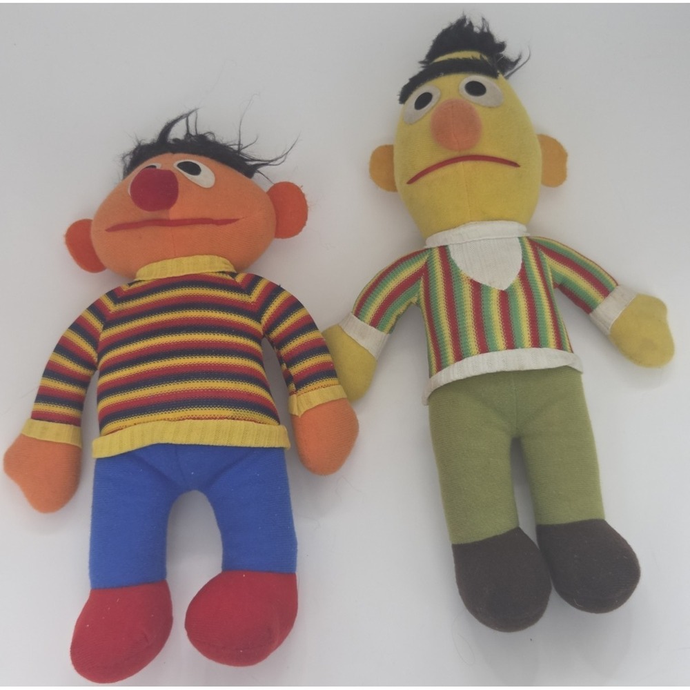 VINTAGE Knickerbocker Toy Co Bert And Ernie Plush Set Sesame Street Muppets